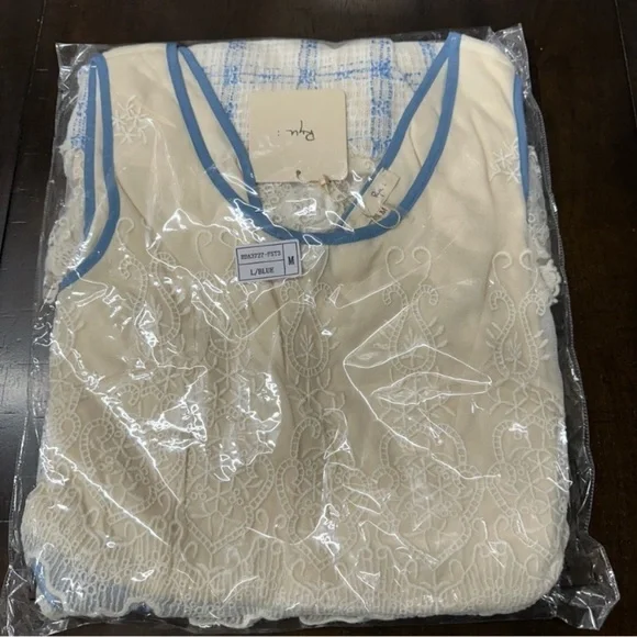 RYU Plaid embroidery lace ruffle cottagecore Cocktail Easter Dress spring summer - Picture 13 of 13